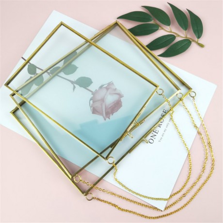 Aofei Iron Geometric Photo Frame Metal Transparent Glass Copper Photo Frame 4 Sizes Photo Album For Home Decoration