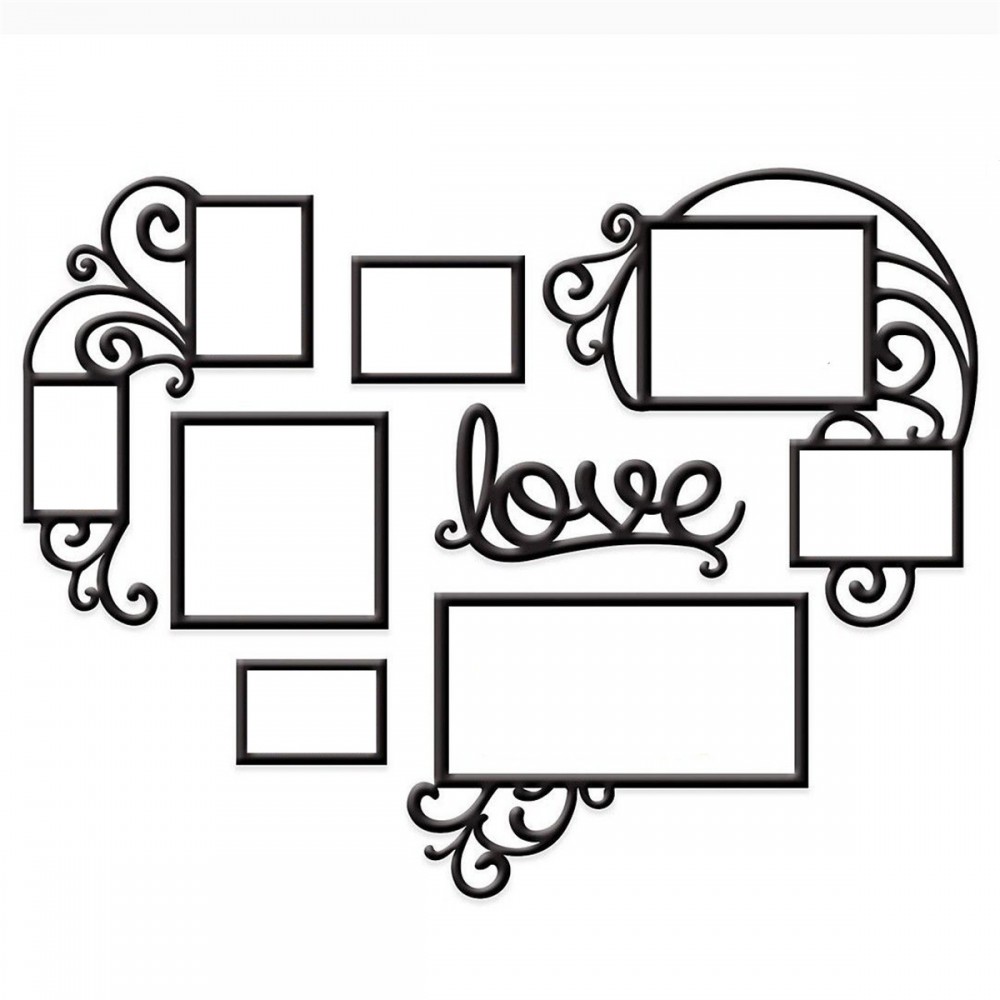 Heart-shape Photo Frames Family Memory Photo Wall Background Pictures Decoration with 8 Photo Frames