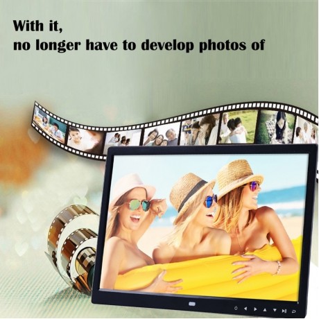 15.0 inch LED Display Digital Photo Frame with Holder / Remote Control, Allwinner, Support USB / SD Card Input / OTG (Black)