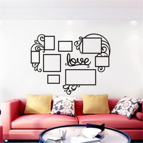 Heart-shape Photo Frames Family Memory Photo Wall Background Pictures Decoration with 8 Photo Frames