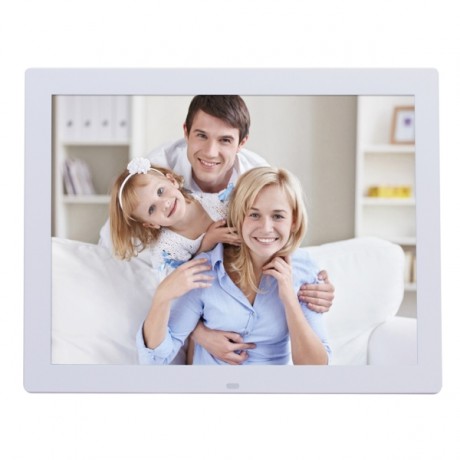 14 inch HD LED Screen Digital Photo Frame with Holder & Remote Control, Allwinner, Alarm Clock / MP3 / MP4 / Movie Player (White)