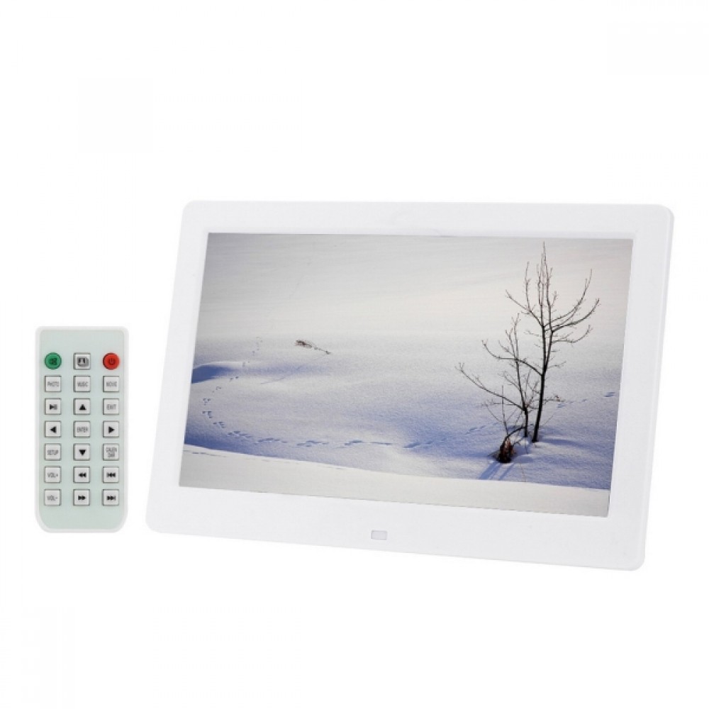 10.1 inch HD Wide Screen Digital Photo Frame with Holder & Remote Control, Allwinner E200, Alarm Clock / MP3 / MP4 / Movie Player (White)