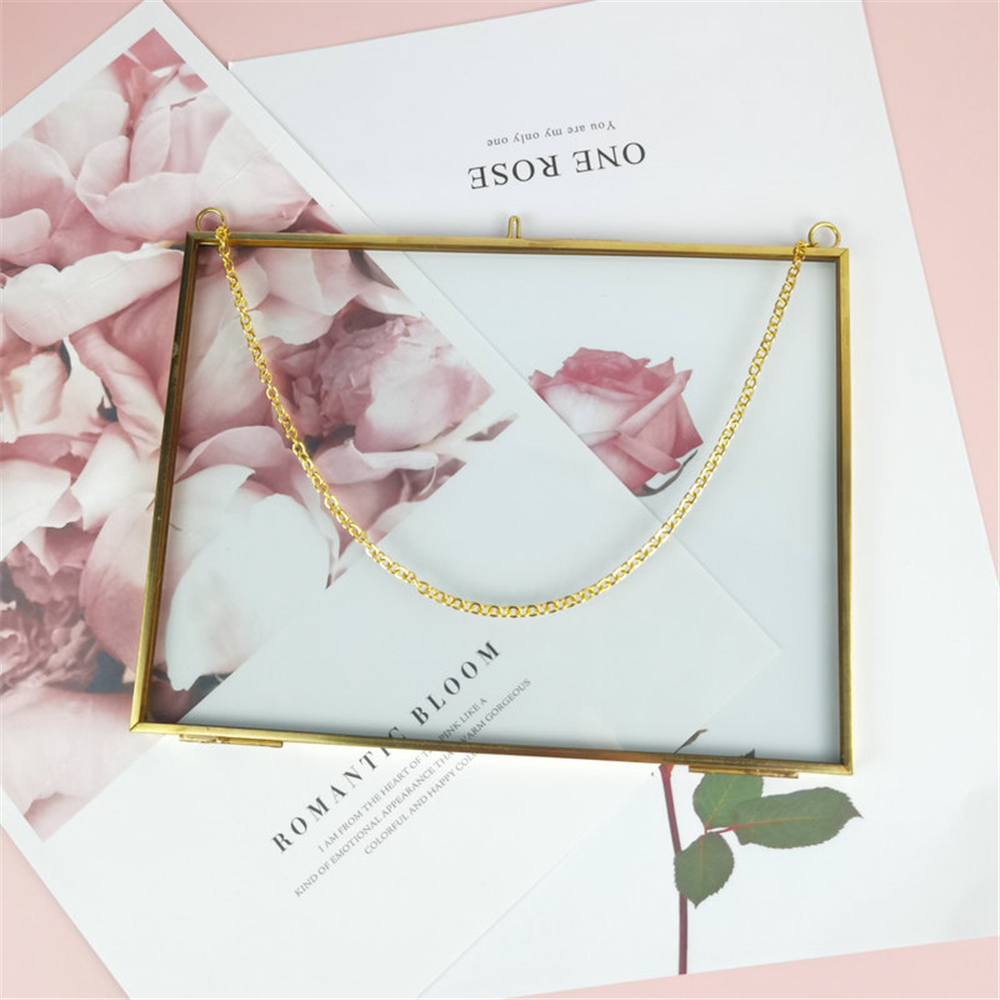 Aofei Iron Geometric Photo Frame Metal Transparent Glass Copper Photo Frame 4 Sizes Photo Album For Home Decoration