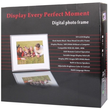 12 inch LED Display Multi-media Digital Photo Frame with Holder & Music & Movie Player, Support USB / SD / Micro SD / MMC / MS / XD Card Input (White)