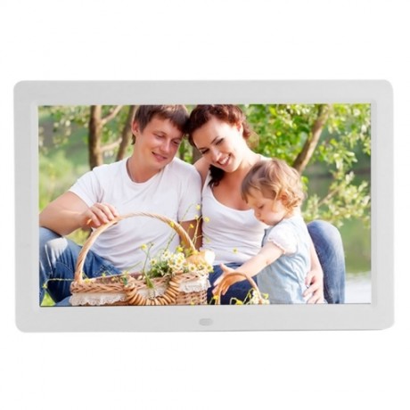 12 inch LED Display Multi-media Digital Photo Frame with Holder & Music & Movie Player, Support USB / SD / Micro SD / MMC / MS / XD Card Input (White)