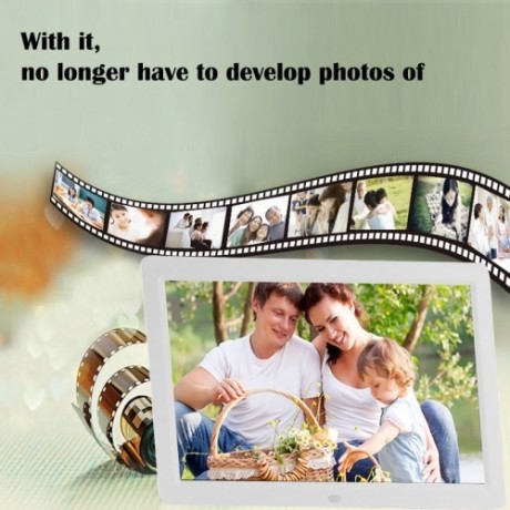 12 inch LED Display Multi-media Digital Photo Frame with Holder & Music & Movie Player, Support USB / SD / Micro SD / MMC / MS / XD Card Input (White)