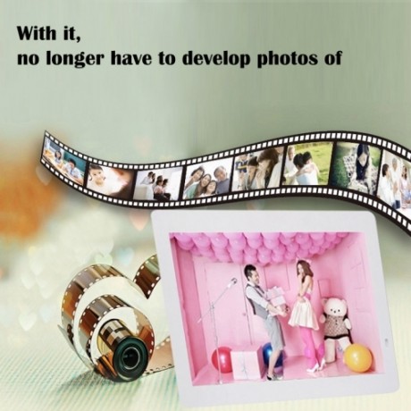 14 inch LED Display Multi-media Digital Photo Frame with Holder & Music & Movie Player, Support USB / SD / MS / MMC Card Input (White)