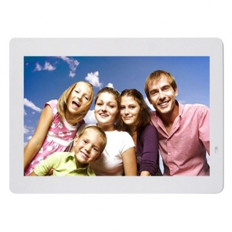 14 inch LED Display Multi-media Digital Photo Frame with Holder & Music & Movie Player, Support USB / SD / MS / MMC Card Input (White)