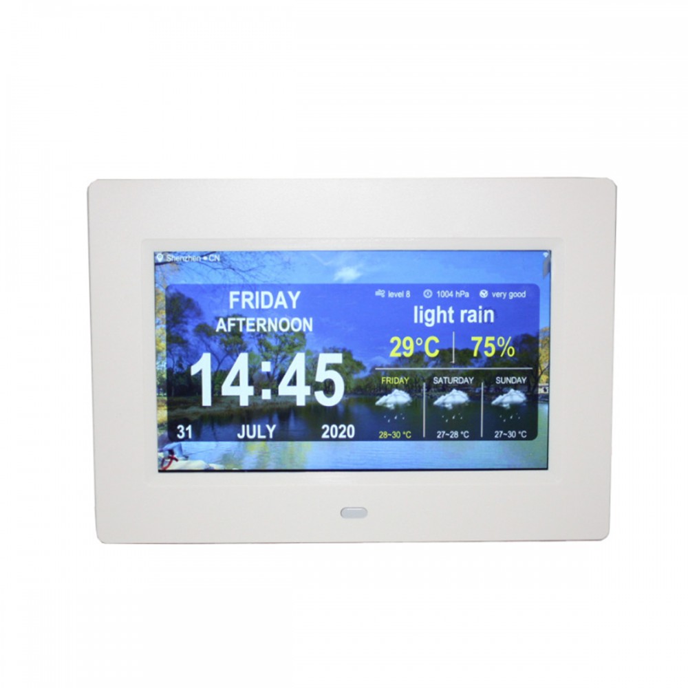 10.1 inch WiFi Digital Photo Frame Alarm Clock Time Date Month Year Weather Forecast Clock