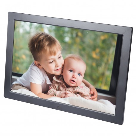 15.4 inch LED Digital Photo Frame with Remote Control, MP3 / MP4 / Movie Player, Support USB / SD Card Input, Built in Stereo Speaker (Black)