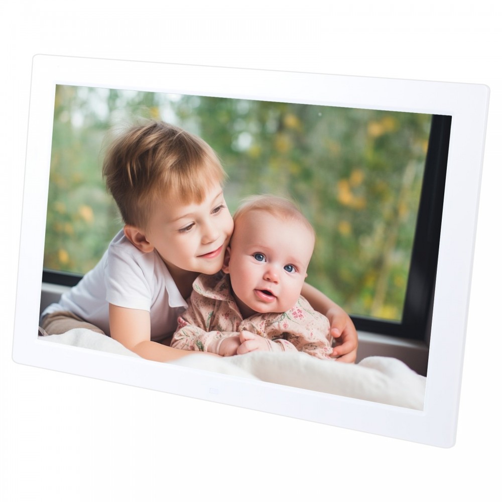 15.4 inch LED Digital Photo Frame with Remote Control, MP3 / MP4 / Movie Player, Support USB / SD Card Input, Built in Stereo Speaker (White)