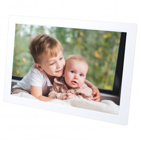 15.4 inch LED Digital Photo Frame with Remote Control, MP3 / MP4 / Movie Player, Support USB / SD Card Input, Built in Stereo Speaker (White)