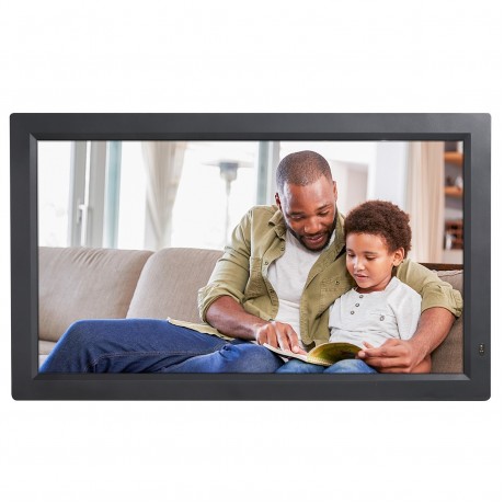 21.5 inch LED Display Digital Photo Frame with Holder & Remote Control, US Plug (Black)