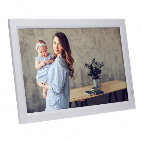 21.5 inch LED Display Digital Photo Frame with Holder & Remote Control, US Plug (White)