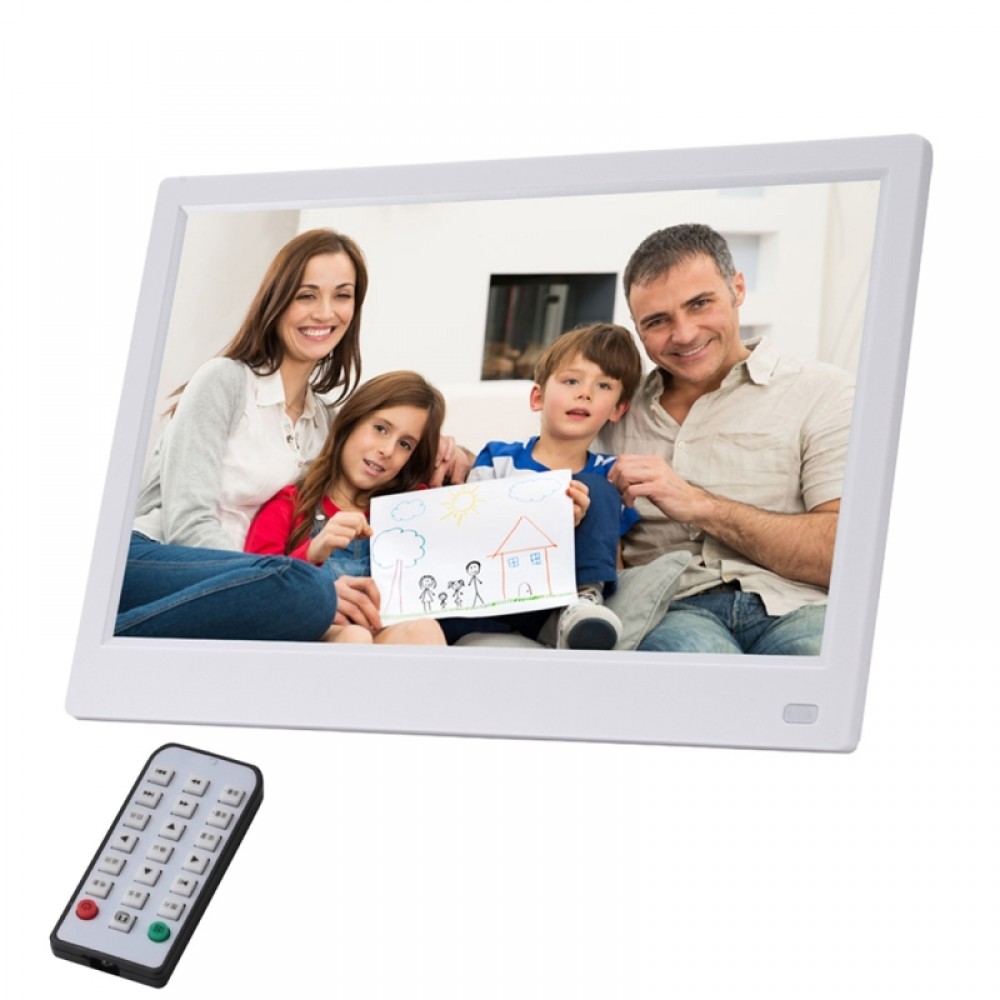 11.6 inch FHD LED Display Digital Photo Frame with Holder & Remote Control, MSTAR V56 Program, Support USB / SD Card Input (White)