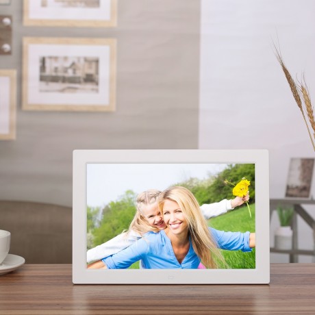 13 inch High-definition Digital Photo Frame Electronic Photo Frame Showcase Display Video Advertising Machine (White)