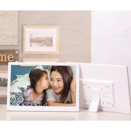 14-inch Digital Photo Frame Electronic Photo Frame Ultra-narrow Side Support 1080P Wall-mounted Advertising Machine (White)