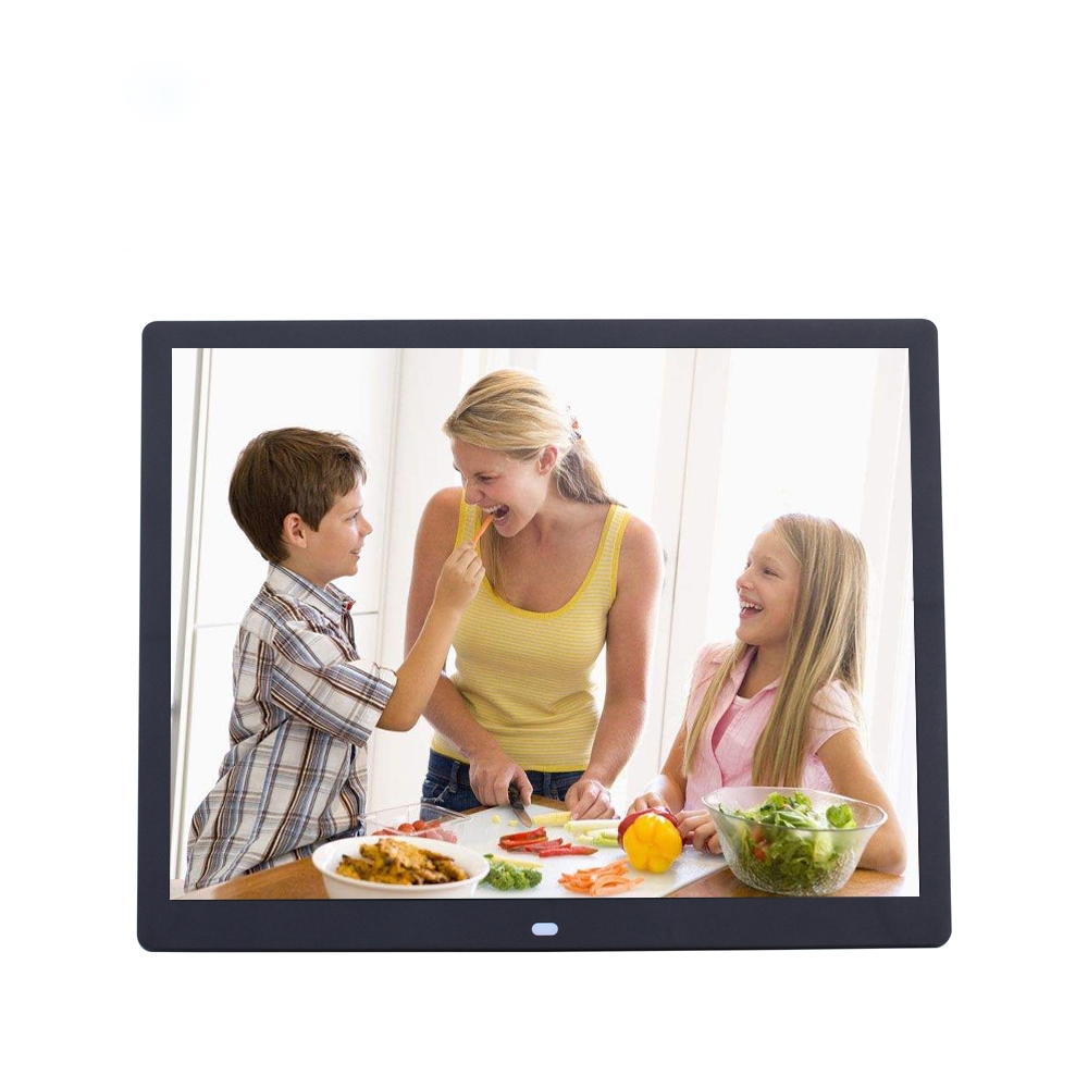 15-inch Digital Photo Frame Electronic Photo Frame Ultra-narrow Side Support 1080P Wall-mounted Advertising Machine (Black)