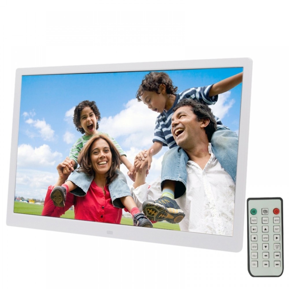 17.0 inch LED Display Digital Photo Frame with Holder / Remote Control, Allwinner Technology, Support USB / SD Card Input / OTG, US/EU/UK Plug (White)