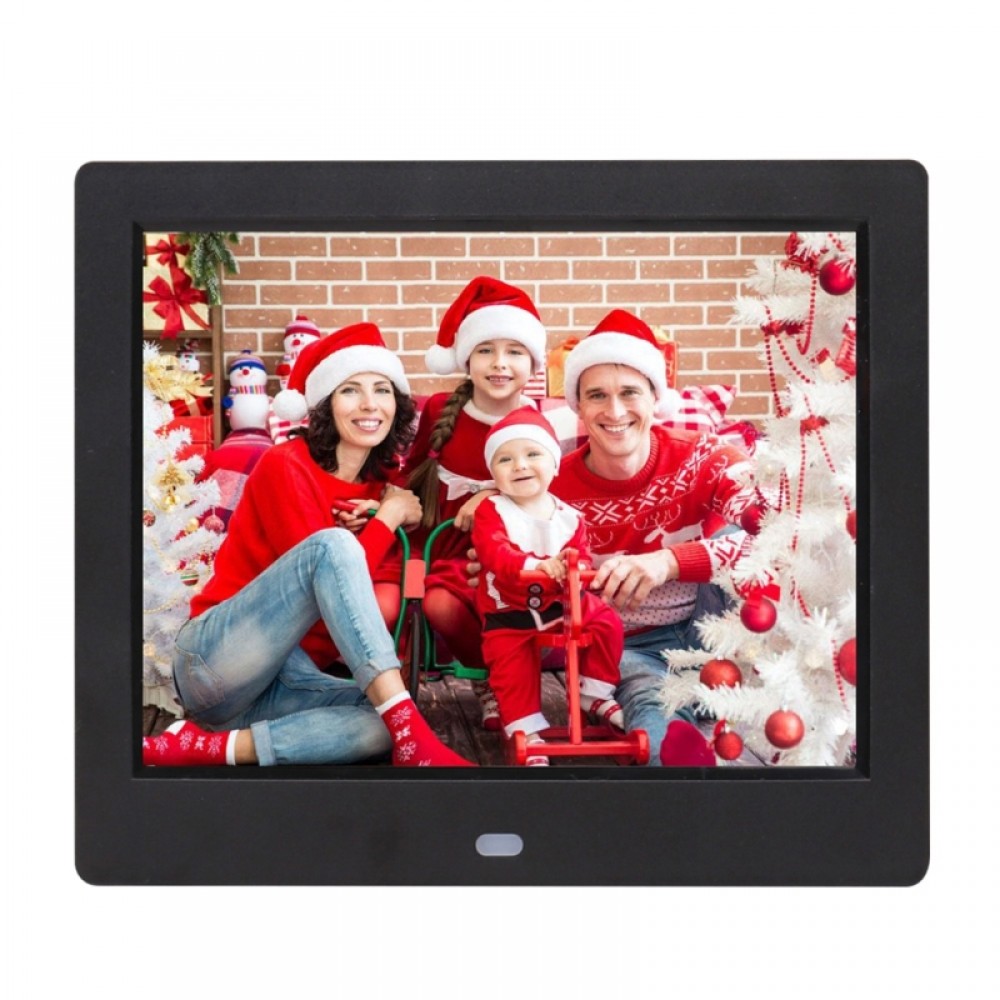 AC 100-240V 8 inch TFT Screen Digital Photo Frame with Holder & Remote Control, Support USB / SD Card Input (Black)