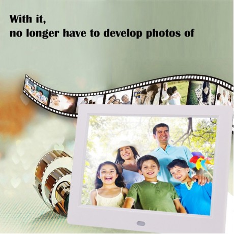 AC 100-240V 8 inch TFT Screen Digital Photo Frame with Holder & Remote Control, Support USB / SD Card Input (Black)