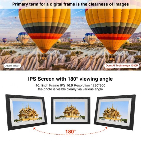 G100 10.1 inch LCD Screen WIFI Cloud Album Digital Photo Frame Electronic Photo Album with Touch Rotating Screen & Video Push (AU Plug)