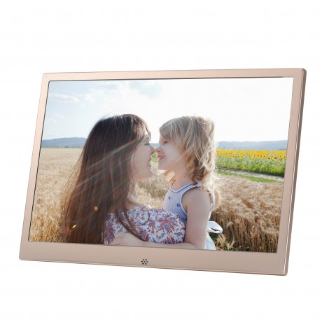 HSD1202 12.1 inch 1280800 High Resolution Display Digital Photo Frame with Holder and Remote Control, Support SD / MMC / MS Card / USB Port, EU Plug (Gold)