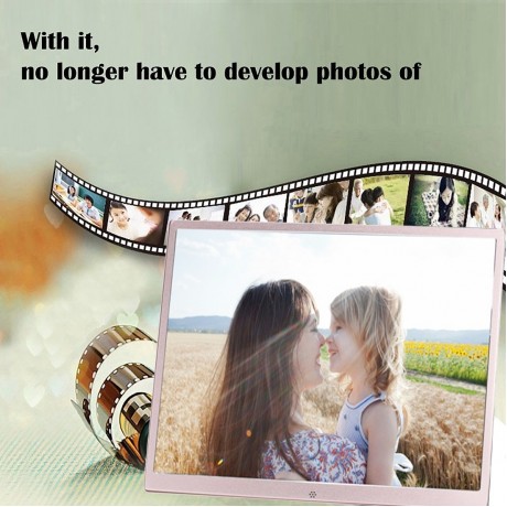 HSD1707 17 inch LED 1440X900 High Resolution Display Digital Photo Frame with Holder and Remote Control, Support SD / MMC / MS Card / USB Port, US Plug (Gold)