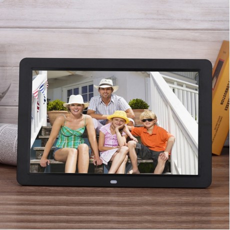 12.0 Inch LED Display Multi-media Digital Photo Frame with Holder / Music & Movie Player / Remote Control Function, Support USB / SD, Built in Stereo Speaker (Black)