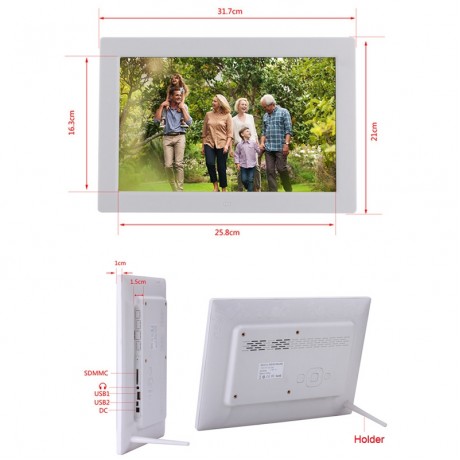 12.1 inch Digital Photo Frame with Holder & Remote Control, Allwinner F16 Program, Support SD / MMC / USB Flash Disk (Black)