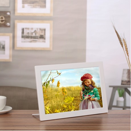 13 inch LED Digital Photo Frame with Remote Control, MP3 / MP4 / Movie Player, Support USB / SD Card Input, Built in Stereo Speaker (Silver)