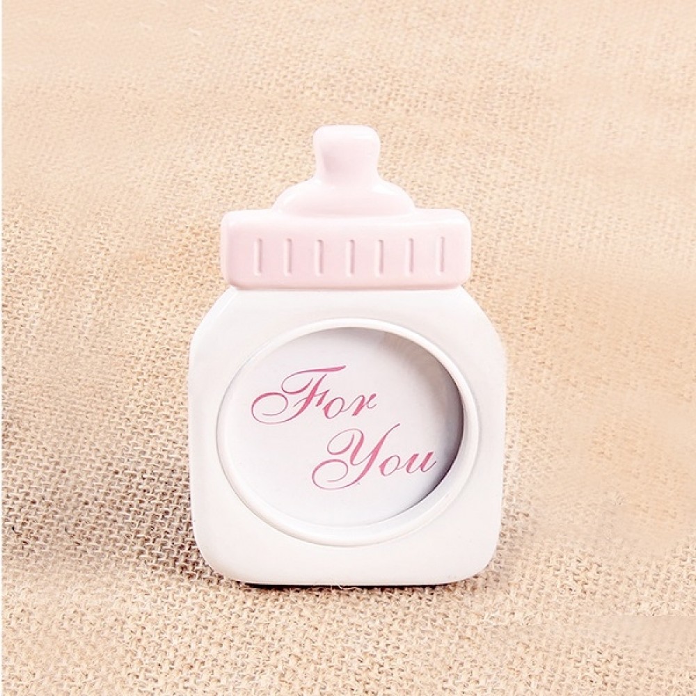 Baby Bottle Shape Plastic Photo Frame Square Photo Frame Decoration Home Decor (Pink)