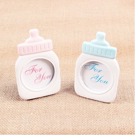 Baby Bottle Shape Plastic Photo Frame Square Photo Frame Decoration Home Decor (Pink)