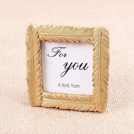 Baby Bottle Shape Plastic Photo Frame Square Photo Frame Decoration Home Decor (Golden Feather)