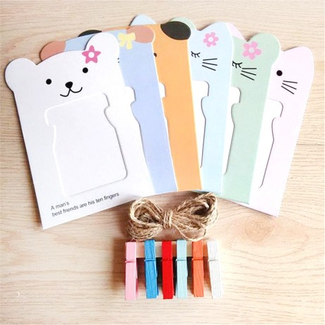 2 Sets of Cat Hanging Paper Photo Frame and Clip Twine Photo Frame Hanging Photo Wall