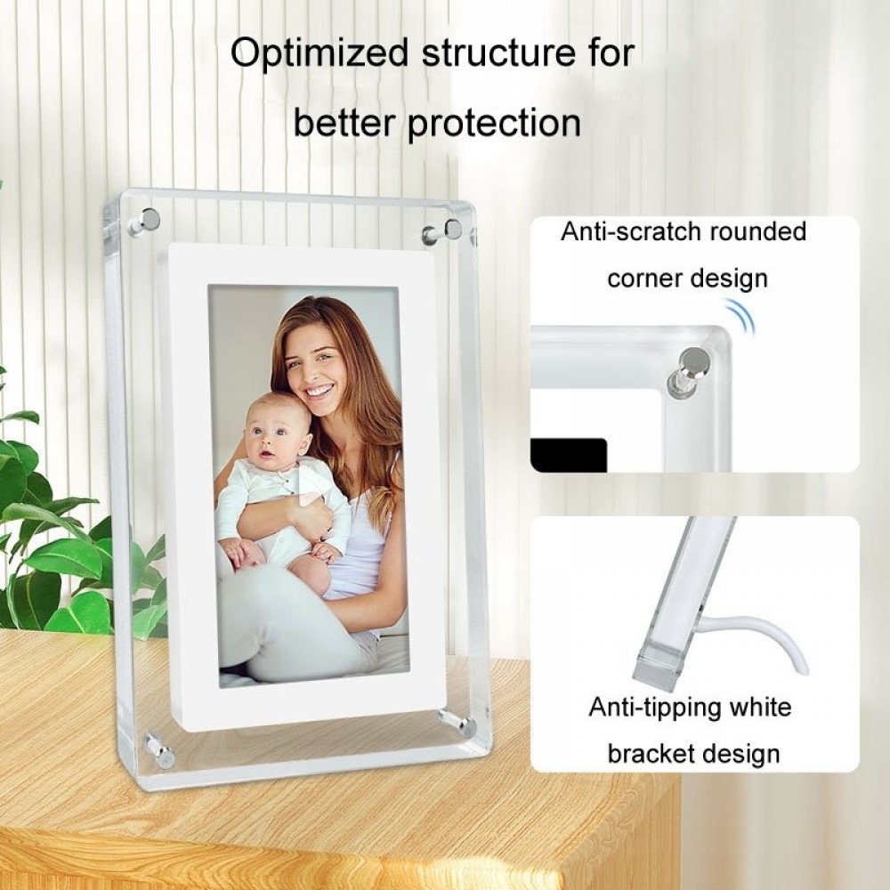 5 Inch HD Digital Photo Frame Crystal Advertising Player 1080P Motion Video Picture Display Player (UK Plug)