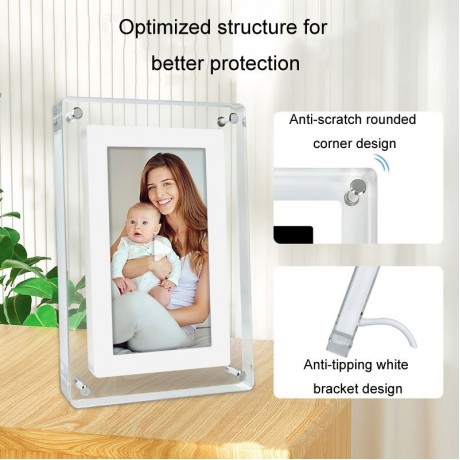 5 Inch HD Digital Photo Frame Crystal Advertising Player 1080P Motion Video Picture Display Player (UK Plug)