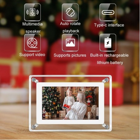 5 Inch HD Digital Photo Frame Crystal Advertising Player 1080P Motion Video Picture Display Player (US Plug)