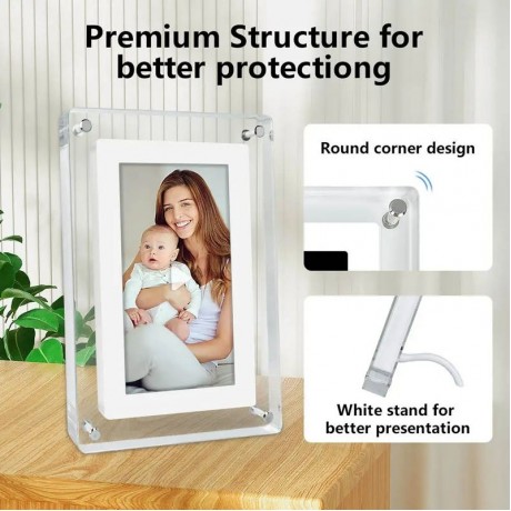 7 Inch Acrylic HD Digital Photo Frame Desktop Smart Motion Video Player Ornament (EU Plug)