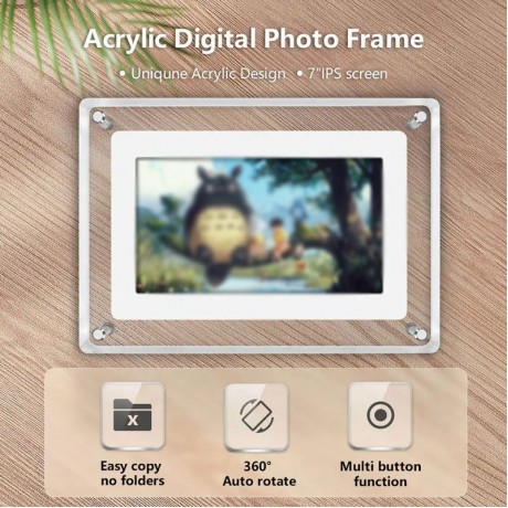 7 Inch Acrylic HD Digital Photo Frame Desktop Smart Motion Video Player Ornament (UK Plug)