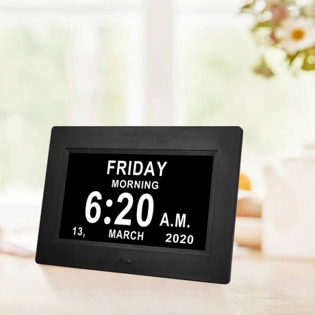 7Inch LED Digital Photo Frame Large Font Clock Automatically Adjusts Brightness