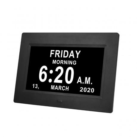 7Inch LED Digital Photo Frame Large Font Clock Automatically Adjusts Brightness