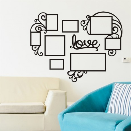 Heart-shape Photo Frames Family Memory Photo Wall Background Pictures Decoration with 8 Photo Frames